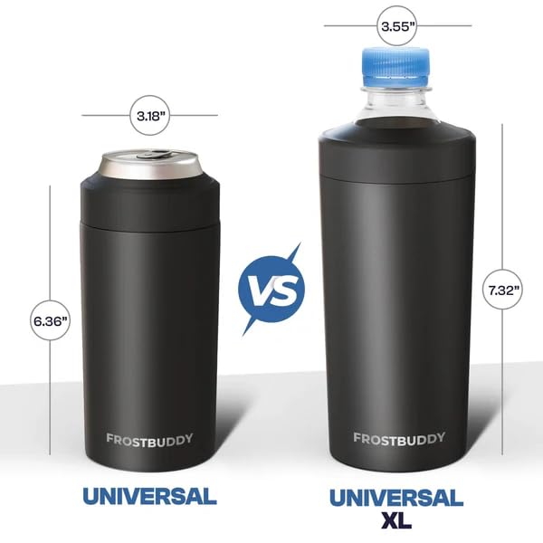 Frost Buddy Universal Buddy Can Cooler - Fits All - For Regular 12 & 16 oz or Slim-Size Bottles - Insulated Double -Walled Stainless Steel (All white)