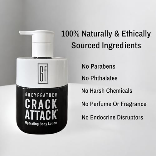 Greyfeather Crack Attack Hand Cream for Dry Cracked Hands Travel Size Moisturizer with Shea Butter & Vitamin E Anti Aging Hand Cream for Men & Women Non-Greasy & Fast Absorbing
