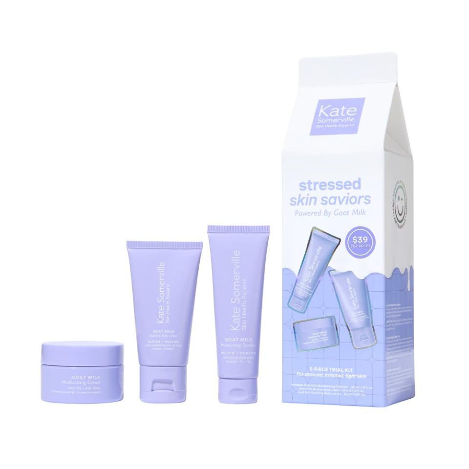 Kate Somerville Stressed Skin Saviors Travel Kit - Goat Milk Cleanser, Cream & Body Lotion Set