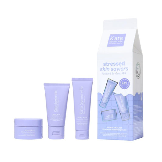 Kate Somerville Stressed Skin Saviors Travel Kit - Goat Milk Cleanser, Cream & Body Lotion Set