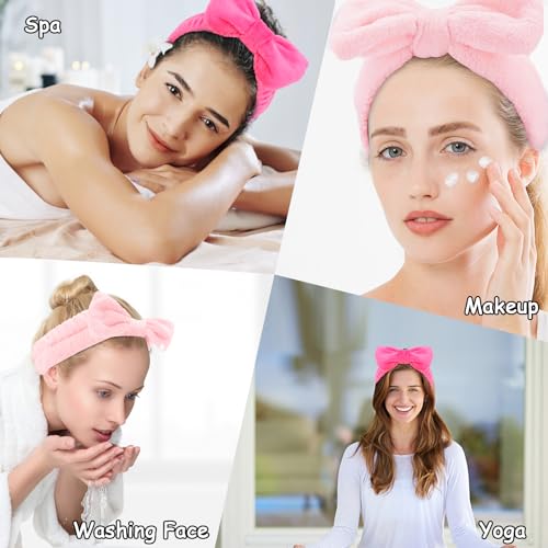 Casoty Hairband, 9 Pcs Makeup Headbands, Soft Fleece Material, One Size Fits All, For Washing Face, Yoga, Spa Party, Sleepover, Bow Headbands for Women, Girls