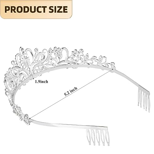 Sparkling Crystal Princess Tiara for Women Crown Queen Fashion Headband for Wedding Birthday Bride Bridal Prom Party Valentines Mothers Day Gifts Silver