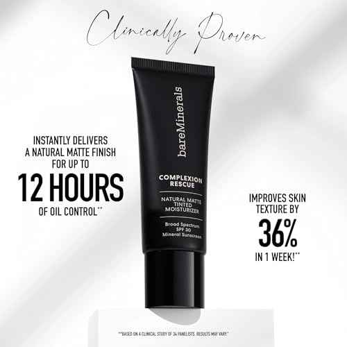 bareMinerals Complexion Rescue Natural Matte Tinted Moisturizer for Face with SPF 30, Tinted Mineral Sunscreen, Sheer-to-Light Coverage, Matte Skin Tint for Oily Skin, Vegan