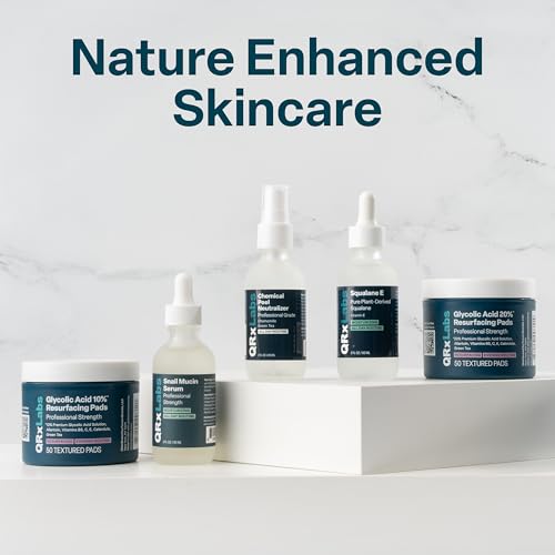 QRxLabs Glycolic Acid Pads - Radiance Pads with AHA for Face & Body - Exfoliates Skin Surface - Helps Tone & Brighten Skin, One-Step Makeup Prep - Acne Treatment Clearing - Daily Pads - 50ct