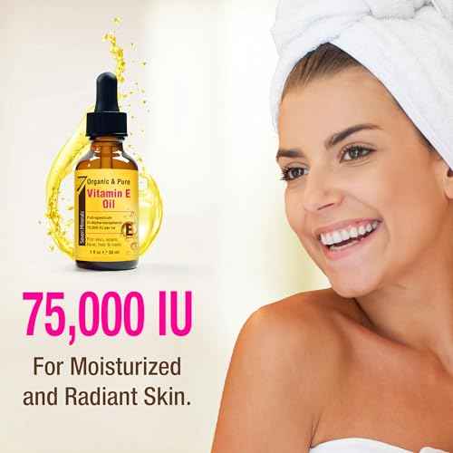 Seven Minerals Ultra Pure Vitamin E Oil - 75,000 I.U. Full-Spectrum D-Alpha Tocopherol, 1 Fl Oz - 100% Organic Vitamin E Oil for Skin, Face, Hair, and Scars - Naturally Occurring = Not Synthetic