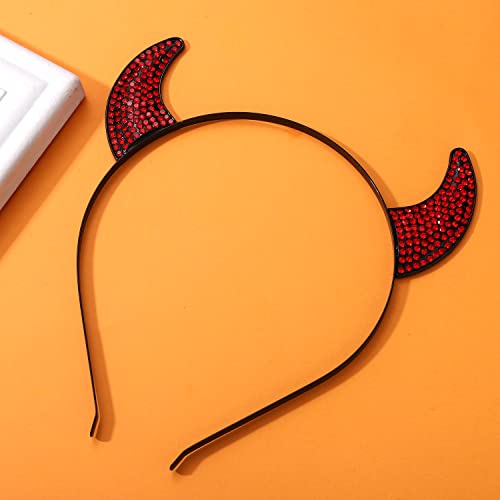 NEVEF Halloween Devil Horns Headband for Women Shining Halloween Headband Costume Party Accessory for Men (Classic Devil Horn)