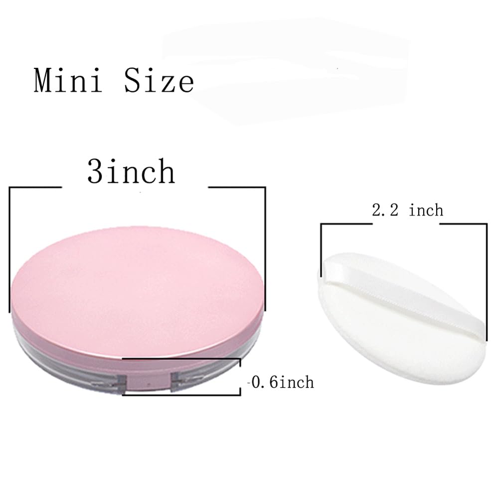 Skiennix Empty Plastic Loose Powder Compact - Reusable 5g Makeup Container with Mirror & Puff