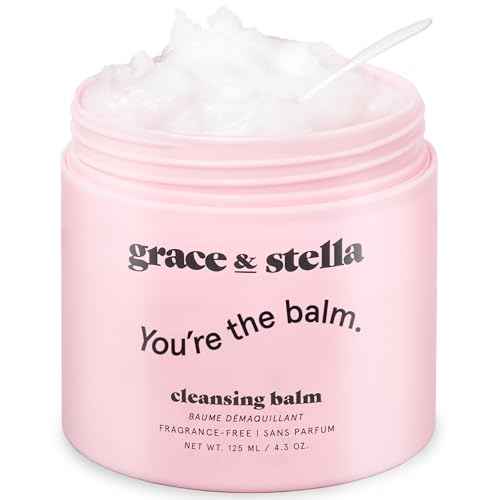 grace & stella Makeup Remover Cleansing Balm - Hydrating Facial Cleanser with Vitamin E for Soft, Nourished Skin - Melt Stubborn Waterproof Make Up, Mascara, Eye Liner - Vegan Skincare (102g/ 4.3 oz)