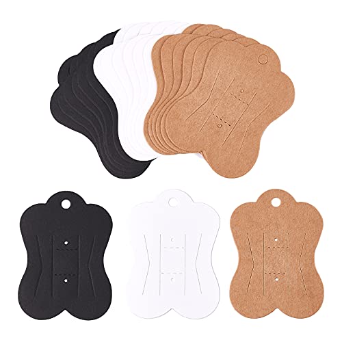 FINGERINSPIRE 300Pcs Hair Clip Display Cards Butterfly Shape Cardboard Paper (Black White Brown) Hairpin Display Cards Kraft Cards for Hair Bow Hair Clips and Hair Accessories 2 x2.8 Inch