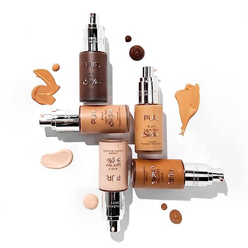PUR Beauty 4-in-1 Love Your Selfie Foundation & Concealer - Longwear Full Coverage Liquid Makeup Foundation with Hydrating Blend for Refined-Looking, Natural Beauty Glow, Skin Texture & Tone