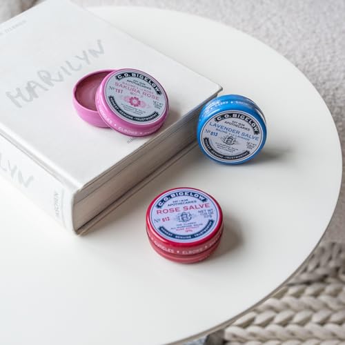 C.O. Bigelow All Purpose Salves, Variety Pack of 3 Lip Balm Tins for Chapped Lips & Dry Skin - Classic Rose, Lavender & Sakura Rose Moisturizing Lip and Skin Salves, 0.8 oz each