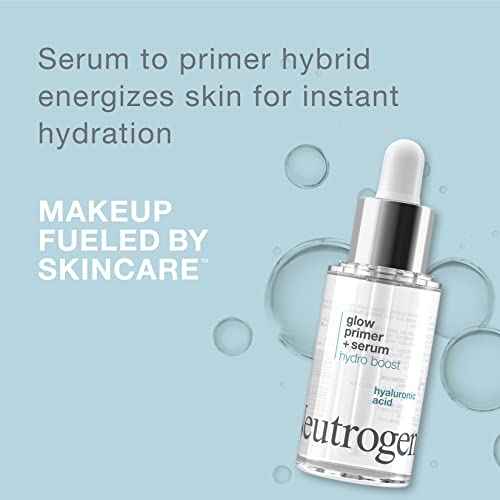 Neutrogena Hydro Boost Glow Booster Primer & Serum, Hydrating & Moisturizing Face Serum-to-Primer Hybrid, Infused with Purified Hyaluronic Acid & Designed to Instantly Hydrate, 1.0 fl. oz