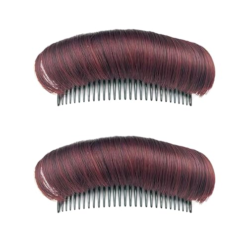 Wig Fluffy Hair Pad Hair Bun Invisible False Hair Clip Bump It Up Volume Hair Base Insert Hair Styler Accessories for Women 2 pcs Burgundy