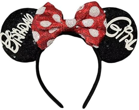 AQOKKA 1 Pcs Mouse Ears Headbands with Bow for Birthday Party, Hair Hoop Party Decoration Cosplay Costume Hair Accessories for Women & Girls