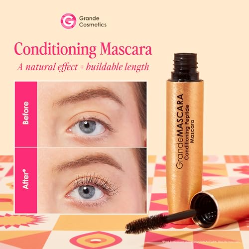 Grande Cosmetics 2-Step Lash System Set, GrandeLASH-MD & GrandeMASCARA Conditioning Peptide Mascara for Fuller, Healthier, Longer-Looking Lashes