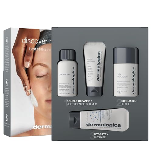 Dermalogica Discover Healthy Skin Kit - Includes: Precleanse, Face Wash, Face Exfoliator, & Moisturizer - Wash Away Impurities To Reveal Glowing Skin