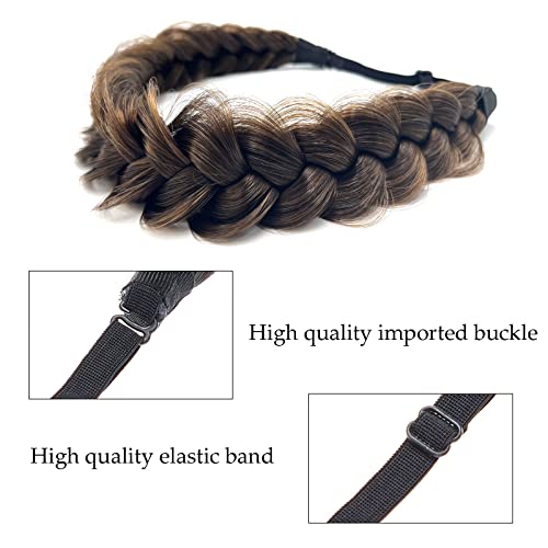 TOECWEGR Synthetic Hair Braided Headband Classic Wide Strands Wedding Disorderly Fluffy Braids Wig Band Women Beauty Accessory