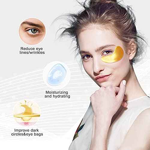 Permotary 30 Pairs 24K Gold Gel Crystal Collagen Eye Pads, Under Eye Mask for Moisturizing,Fine Lines, Dark Circles& Puffy Eyes Under Eye Patches, Gold