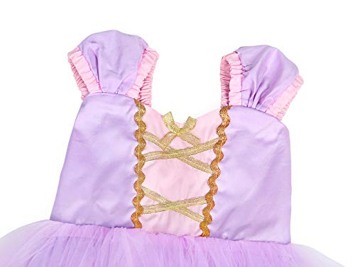 COTRIO Rapunzel Dress Toddler Baby Girls Princess Dresses Birthday Party Fancy Dress Halloween Costume Outfit 5t Purple