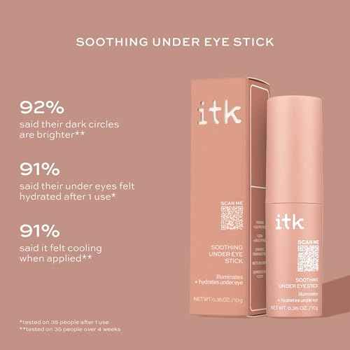 ITK Skincare Caffeine + Aloe Vera Under Eye Stick Balm - Moisturizer for Fine Lines and Wrinkles - Under Eye Treatment Soothes Redness and Hydrates, Brightens, and Soothes Puffy Eyes - 0.5 oz. Stick