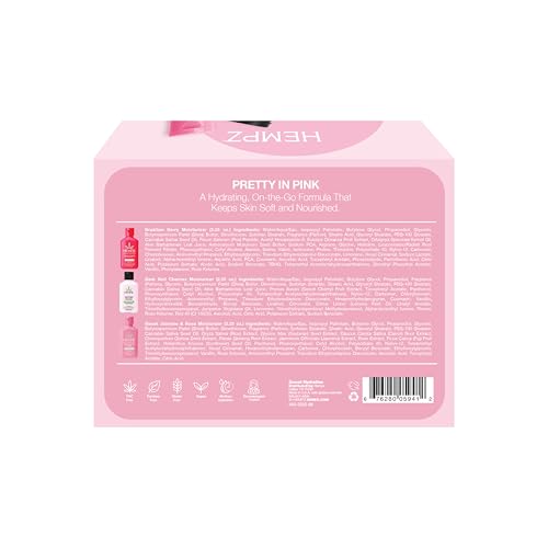 Hempz Pretty & Pink Mini Lotion Set, Sweet Hydration Moisturizer 3 Pack Kit, 2.25 oz