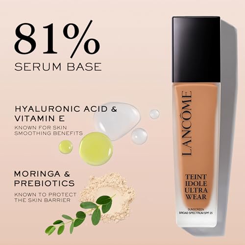 Lancôme Teint Idole Ultra Wear Natural Matte Foundation- Longwear, Medium-Full Coverage, Natural Finish, Waterproof & Hydrating - 250W (Light to Medium Skin with Warm/Peachy Undertones), 1 Fl Oz