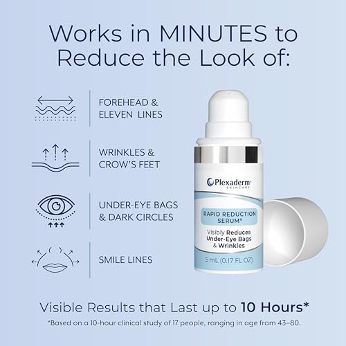Plexaderm Rapid Reduction Eye Serum - Visibly Reduces Under-Eye Bags, Wrinkles, Dark Circles, Fine Lines & Crow's Feet Instantly, Anti Aging Wrinkle Remover for Face, Pump