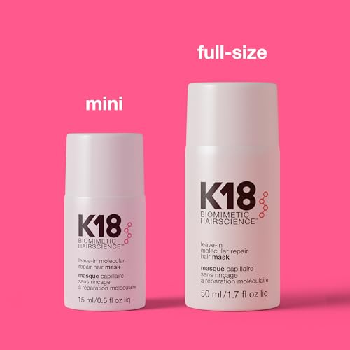 K18 Leave-In Molecular Repair Hair Mask, Patented, Lasting Repair For Dry, Frizzy, Damaged Hair, Reverse Damage In 4 Minutes From Bleach, Color, Chemical Services + Heat