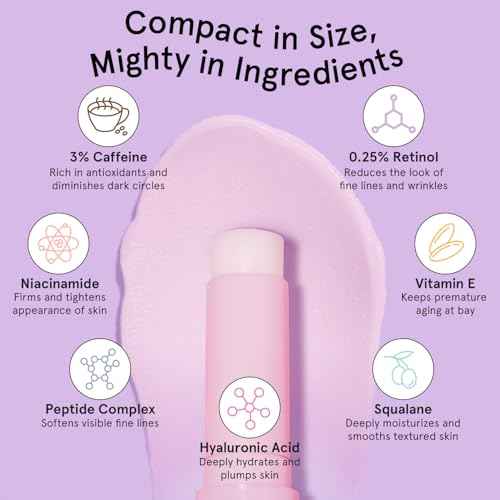 grace & stella Under Eye Brightener Balm Stick - Travel Size Toiletries - Retinol & Caffeine Eye Cream for Dark Circles, Puffiness, Wrinkles - Restore and Hydrate - Vegan Skincare (0.13oz / 3.5g)