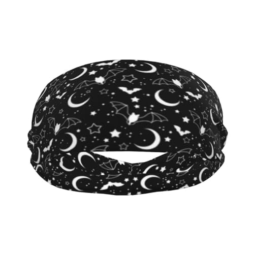 Gothic Goth Bat Headbands Stars Moon Sweatband Fashion Summer Hair Bands for Tennis,Basketball,Running,Gym,Working Out