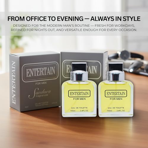 Cologne for Men 2-Pack ? Entertain for Men Duo ? Lavender, Lemon, Sage & Sandalwood Notes ? Fresh, Woody, Masculine, Long-Lasting Eau de Parfum Set 2 ¡¿ 3.4 fl oz