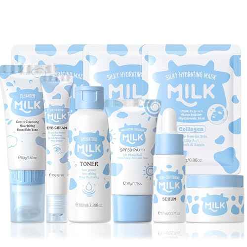 Milk Skin Care Set, Milk Skin Care For Teens 10-12, 9 IN 1 Skin Care For Kids, Kids Skin Care Set For Girls Ages 8-12, Moisturizing & Gentle Skin Care For Kids Age 8-12, Skincare For GIrls10-12