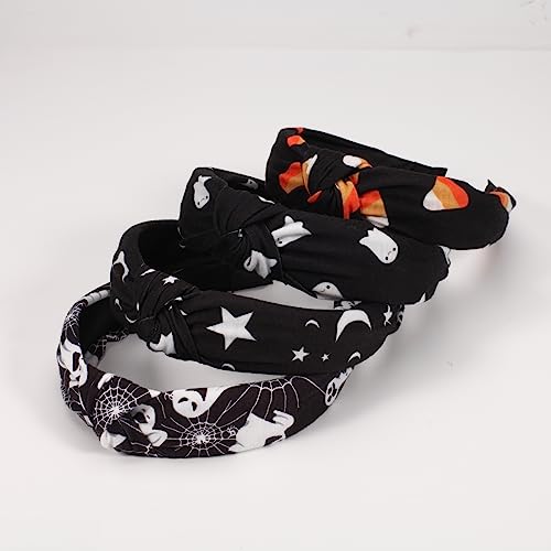 Ardorchid Halloween Headbands for Women Girls Ghost Skeleton Pumpkin Spider Web Black Star Moon Hairbands (4PCS Halloween Headbands)