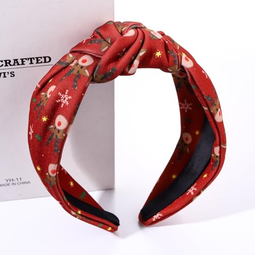 NVENF Halloween Christmas Thanksgiving New Year Headband for Women Festive Holiday Knotted Headband Hair Accessories Gifts (Christmas A)