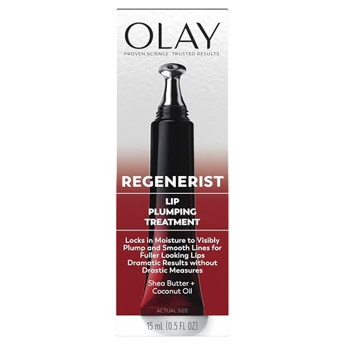 Olay Regenerist Nourishing Treatment, Lip Balm, Plumping Lip Gloss for Women, Fuller Looking Lips & Smoothed Lines, 3-in-1 Mask, Plumper, Gloss - Anti-Aging Skin Care, Shea Butter & Coconut Oil, 0.5oz