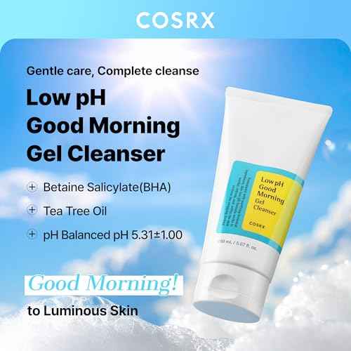 COSRX Low pH Good Morning Gel Face Cleanser, 5.07 fl oz, BHA Face Wash, Daily Mild Face Cleanser for Sensitive Skin, PH Balancing, Korean Skin Care, Korean Face Wash