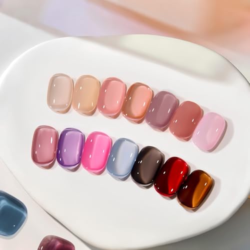MAYCHAO 15ML Jelly Light Red Gel Nail Polish 1Pc Transparent Gel Polish Soak Off UV LED Translucent Nail Polish Nail Art Starter Manicure Salon DIY at Home, 0.5 OZ