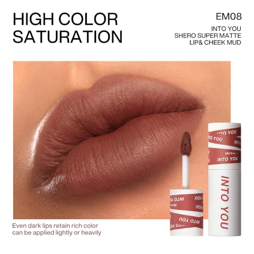 INTO YOU Lipstick For Women, Velvet Matte Finish Lip Stain, Lipstick Long Lasting, Lip Tint, High Impact Lipcolor With Lightweight Lip Mud Texture, Dual-Use For Lips And Cheek, Nude Lipstick (EM08)