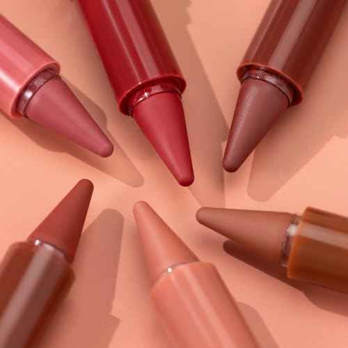6 Pcs Gradient Lip Liner and Lipstick Combo Set - 2-in-1 Ombre Lipstick & Brown Lip Liner Duo - Waterproof, Long-Lasting, Matte Finish - Smudge-Proof, Full Coverage Lip Kit for Fuller & Plumper Lips
