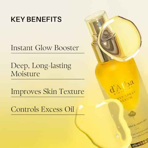 d'alba Piedmont Italian White Truffle First Spray Serum, Vegan Skin Care, Light-weight Face Moisturizer, Glow Serum for Radiant Skin, Non Comedogenic, All In One Mist, Korean Skin Care (3.38 fl oz.)