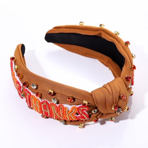 mokkia Thanksgiving Fall Headband Accessories for Women Beaded Turkey Headband Rhinestone Crystal Jeweled Knotted Headband Thanksgiving Autumn Fall Outfits Holiday Gifts (Turkey 2)