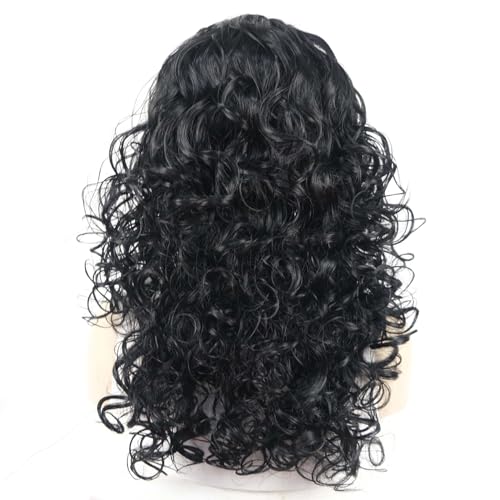 Aimole Long 22" Curly 3/4 Women Wigs With Headband Soft Layered Wig Heat Resisting Fiber Synthetic Hair (1 Black)