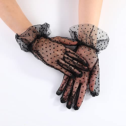 Malaxlx 3 Pairs Womens Long Lace Gloves Elbow Length Fingerless Lace Gloves Bridal Gloves for Wedding Opera Party