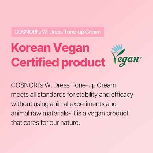 COSNORI W. Dress Tone-up Cream -Quick Skin Tone Balancer ? Evens Out Complexion - No Makeup Natural Look - Long-Lasting Hydrating & Sebum Control Face and Body ? Vegan, No Animal Tested ? 1.7 fl. oz.