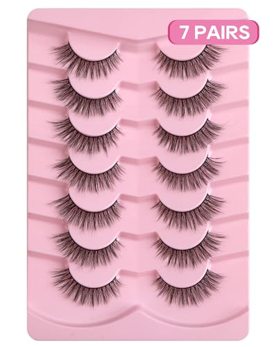 Cat Eye Lashes Light Short Eyelashes Natural Look Thin Band Winged Mink Lashes Short Small Strip Fake Lashes Pack 16mm Foxy False Eyelashes 76-ICON