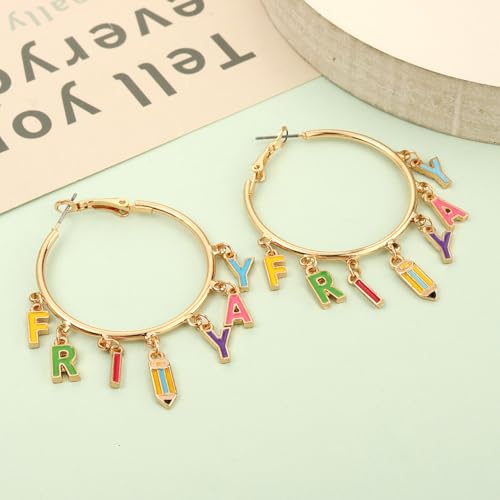 Teacher Earrings for Women Enamel Pencil Hoop Earrings Teacher School Accessories Teacher Appreciation Gifts Back To School Jewelry Party Favor (Teacher E)