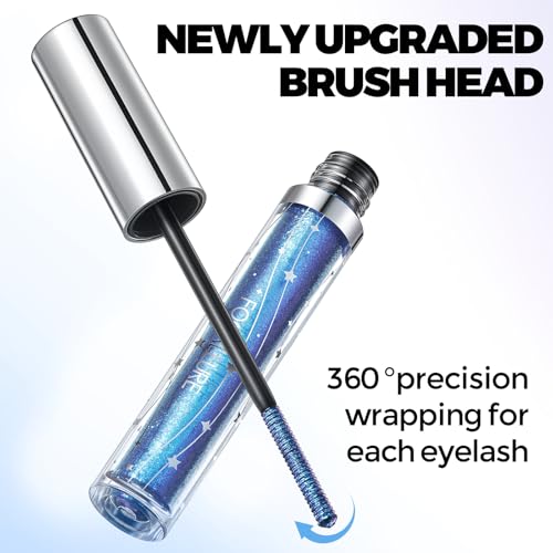 FOCALLURE Star Drifter Glitter Mascara Topper, Long Lasting Quick Dry Soft Gel, Subtle Blue Shimmer Finish, BL01 INCEPTION