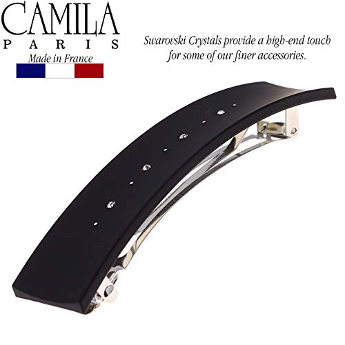 Camila Paris CP2652 French Hair Barrette Clip for Girls, Black, Metal Automatic Clasp Strong Hold Grip Hair Clips for Women, No Slip and Durable Styling Girls Hair Accessories, Made in France