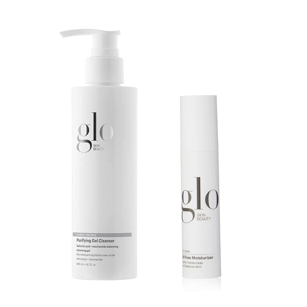 Glo Skin Beauty Purifying Gel Cleanser & Oil-Free Moisturizer Bundle - Perfect for Clear Skin