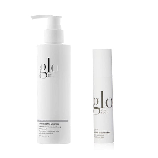 Glo Skin Beauty Purifying Gel Cleanser & Oil-Free Moisturizer Bundle - Perfect for Clear Skin